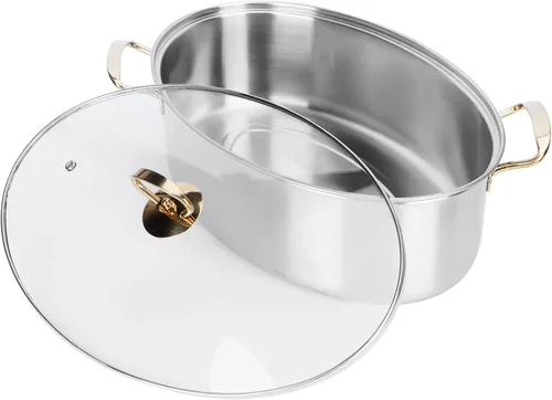 Vista 9 de Juego de ollas de vapor ovaladas de acero inoxidable 304, gran capacidad, olla de cocina casera con plato
