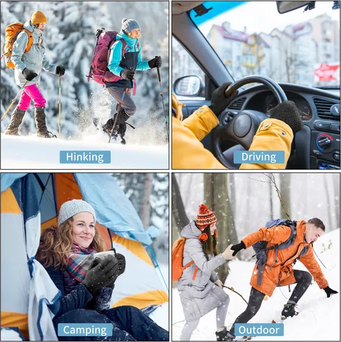 Vista 6 de TOBEHIGHER Guantes de invierno Guantes para mujer para clima frío, guantes de invierno para pantalla táctil, guantes de punto de lana de alpaca
