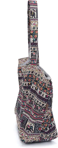 Vista 5 de OPQRSTU Bolso de mano hippie para mujer, bolso bohemio de gran capacidad, bolsos de hombro para turistas portátiles
