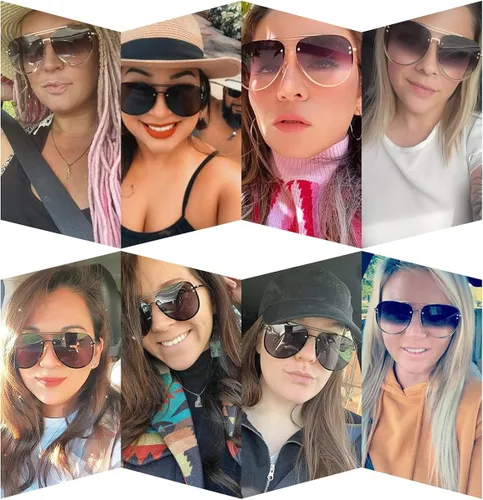 Vista 2 de VIVIENFANG Gafas de sol de aviador sin montura de gran tamaño con bisagras de resorte pantalla inspirada en el diseñador para mujereshombres 87247