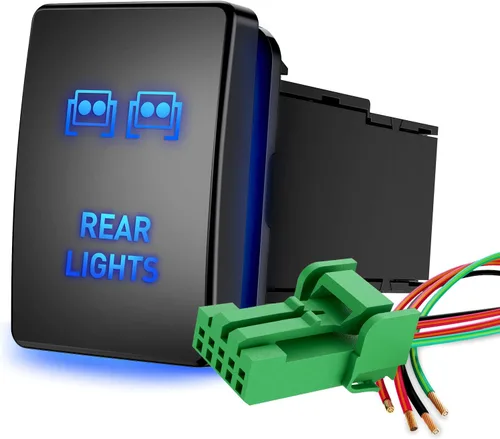 Vista 19 de Nilight Interruptor de botón pulsador para luces AUX 12V ENCENDIDO Apagado con kit de cable conector 1.28" x 0.87" de reemplazo para Toyota Sequoia