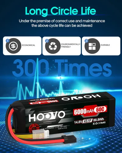 Vista 7 de HOOVO 4S 14.8V 6000mAh 60C LiPo Batería Softcase RC Batería para Heli Avión Helicóptero Quadcopter Drone