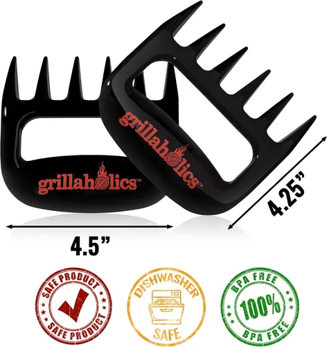 Vista 3 de Grillaholics Garras para desmenuzar carne de barbacoa - Hojas ultra afiladas estilo Wolverine, mango de elevación rápida y para desmenuzar carnes