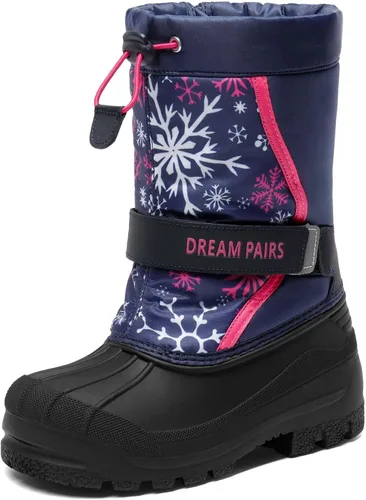 Vista 13 de DREAM PAIRS - Botas de nieve para invierno, resistentes al agua, a media pantorrilla, para niños y niñas pequeños y grandes Negro
