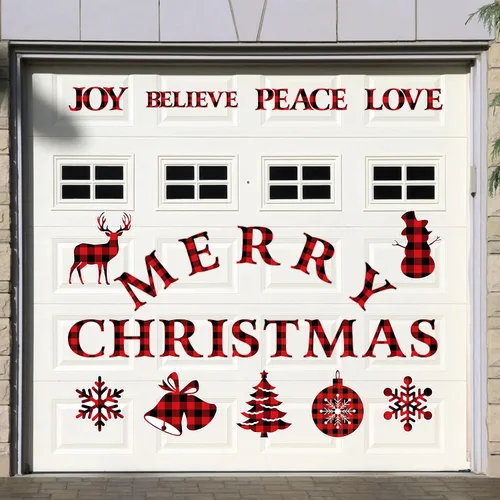 Vista 11 de BBTO 25 piezas de decoración de puerta de garaje de Navidad decoración de puerta de garaje, calcomanías de imanes de Feliz Navidad
