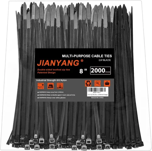 Vista 15 de Bridas de cremallera de 8 pulgadas con dientes de doble cara, resistencia a la tracción de 65 libras, bridas para cables resistentes con autobloqueo