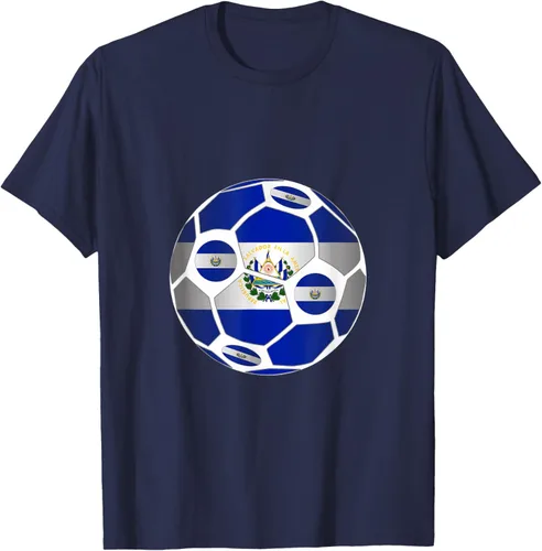Vista 4 de Bandera de El Salvador balón de fútbol Hombres Mujeres equipo ventilador camisa, Pizarra