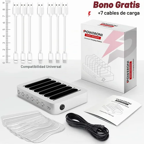 Vista 7 de Base de carga USB, estación de carga universal de 6 puertos para múltiples dispositivos, estación de carga para múltiples dispositivos, compatible