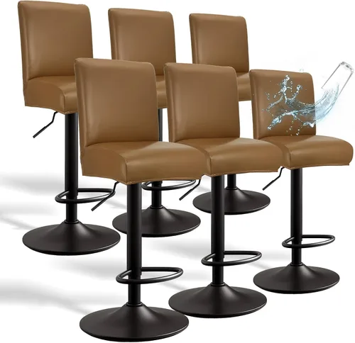 Vista 29 de Fundas de Cuero PU para Taburete de Bar con Respaldos, Paquete de 2 Fundas Elásticas Impermeables para Sillas de Taburete de Bar, Fundas Lavables