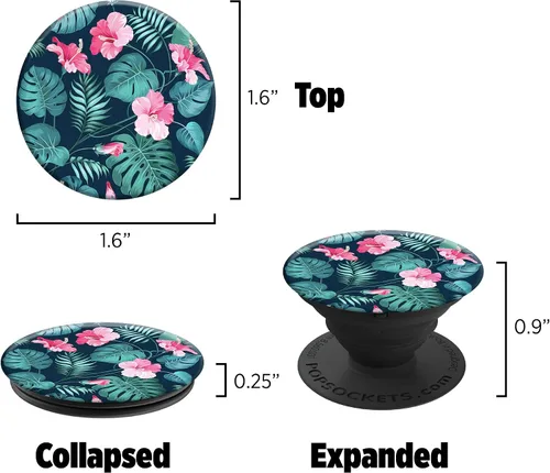 Vista 8 de PopSockets: Agarre plegable y soporte para teléfonos y tabletas - Hibiscus