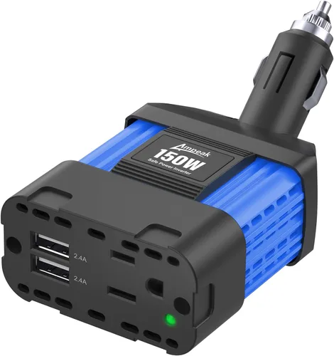 Vista 9 de Inversor de corriente para automóviles, de la marca Ampeak, de 12 V CC a 110 V CA, con puerto USB Pico de sobretensión de 200 W, 1 toma de CA, USB