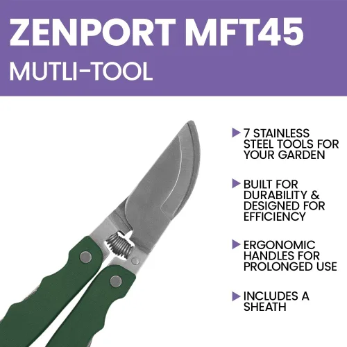 Vista 8 de Zenport MFT45 Herramienta múltiple 7 en 1 para injertos/brotación/poda/jardín 7 en 1 con estuche