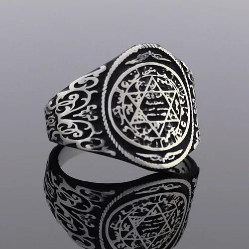 Vista 2 de mysilverworld Anillo de plata de ley 925 maciza con sello de Solomon para hombre