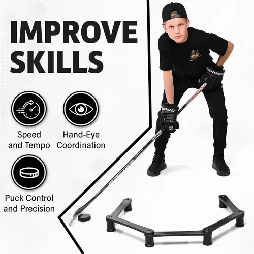 Vista 4 de ACE HOCKEY The Snake Stickhandling Trainer – Adjustable Hockey Training Aid for Puck Control, Quick Hands, Reaction Time & Coordination – Snake 5