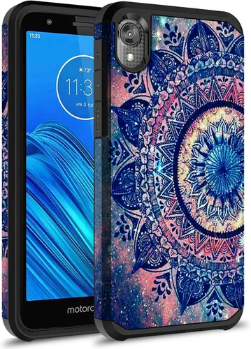 Vista 7 de Rosebono - Funda compatible con Moto E6, delgada híbrida de doble capa a prueba de golpes, cubierta dura a prueba de golpes, linda funda de silicona