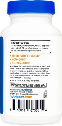 Vista 5 de Nutricost SAM-e (S-Adenosil-L-Metionina) 400 mg por porción, 60 porciones, 200 mg por cápsula, 120 cápsulas – Sin OMG, Sin gluten Same, Vegetariano