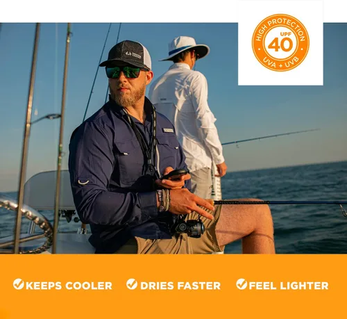 Vista 4 de Realtree Camisas de pesca de manga cortalarga para hombre, ventiladas, protección solar UPF 40+