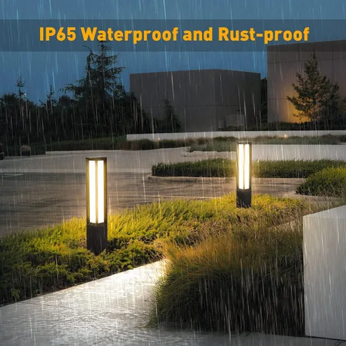 Vista 3 de Luz de camino del paisaje, aluminio 8W 800LM iluminación LED de lujo, 32 pulgadas moderna iluminación al aire libre bolardo para césped, patio