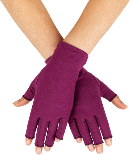 Vista 7 de GRACE & ABLE Guantes de compresión para artritis - Dedo abierto, mezcla de algodón, soporte de mano ligero y transpirable