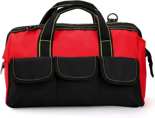 Vista 4 de Hiceeden Bolsa de herramientas de boca ancha de 16 pulgadas, bolsa de herramientas plegable con revestimiento impermeable y correa ajustable, bolsa