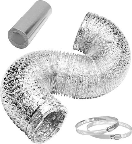 Vista 12 de HealSmart Conducto de Aluminio Flexible de 3" 16 Pies, Protección de Cuatro Capas de Servicio Pesado con 2 Abrazaderas de Conducto, Manguera