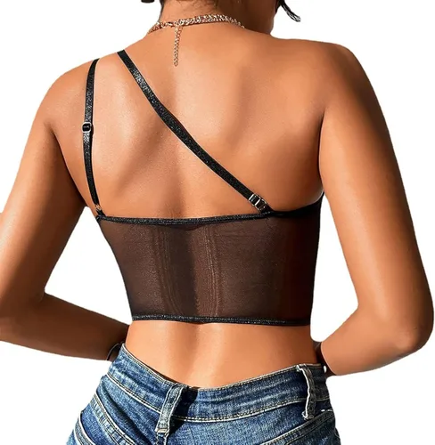 Vista 3 de Y2K - Camiseta sin mangas con cuello en V y tirantes delgados para mujer