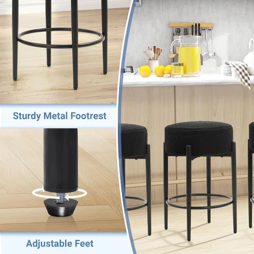 Vista 6 de Murago Taburetes de bar de altura de mostrador, juego de 2, taburetes de bar modernos sin respaldo de 24", ideales para encimera de cocina, isla