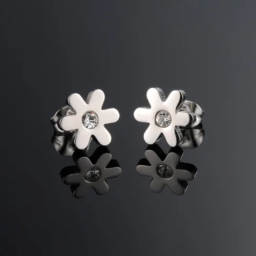 Vista 2 de Aegean Jewelry - Aretes tipo dormilona de titanio de acero inoxidable con caja de regalo y un pequeño regalo gratis, Circonia cúbica