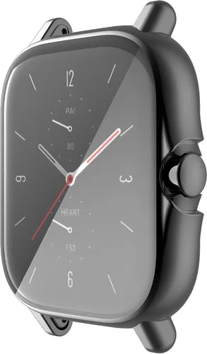 Vista 3 de Yrzper Compatible con Amazfit GTS 2 Smartwatch Case Plated Ultra-ThinTPU 360° Protector de pantalla de cuerpo entero Protector de pantalla de Negro