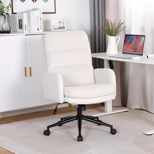 Vista 9 de Youhauchair Silla de escritorio tapizada giratoria para oficina en casa, altura ajustable, respaldo medio, silla moderna de cachemira sintética