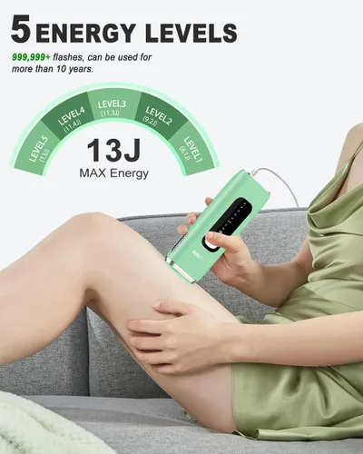 Vista 4 de Dispositivo de depilación láser IPL para mujeres y hombres en casa actualizado a 999,900 destellos permanentes para piernas faciales, brazos, línea
