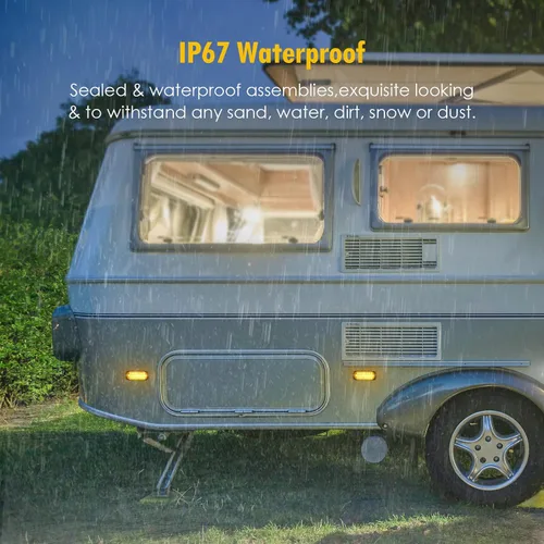 Vista 4 de Partsam 2 piezas de 4.4" de luz de señal de giro lateral de 24 LED color ámbar [Aprobación DOT], IP67 impermeable, lente ámbar, carcasa de aluminio