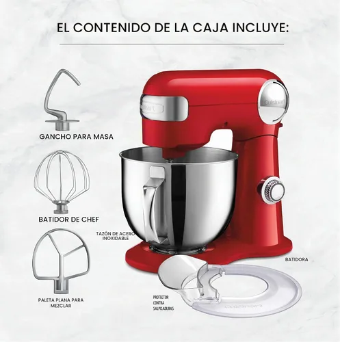 Vista 8 de CUISINART SM-50R Precision Master - Batidora de pie de 5,5 cuartos de galón (5,2 L), color rojo