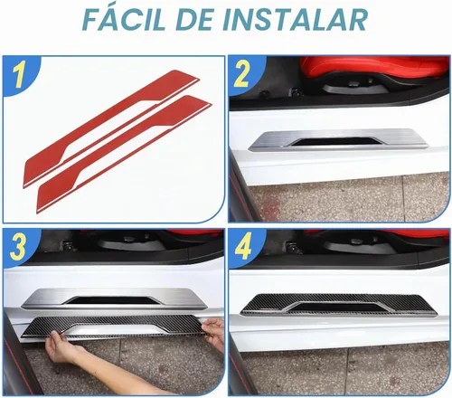 Vista 5 de CHEAYAR Cubierta de Umbral de Puerta Interior de Automóvil Placa Protectora contra Rayones Adhesivo Decorativo Compatible con Corvette C8 Stingray