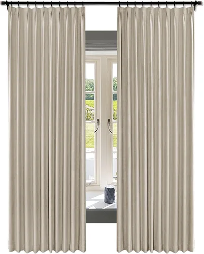 Vista 21 de Fcosie Cortinas de lino texturizadas, cortinas plisadas para oscurecer con forro opaco, paneles de mezcla de lino, cortinas de tratamiento de Beige