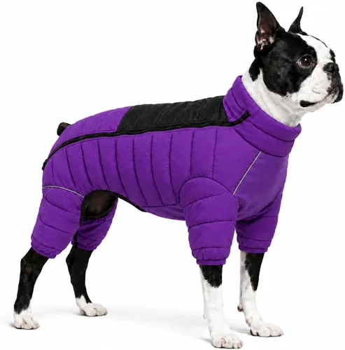 Vista 45 de Suéter para Perro ArmyGreen, Resistente al Viento, Reflectante - Chaqueta de Invierno Dirigible para S, M, L - Cremallera, Tallas Ajustables Verde