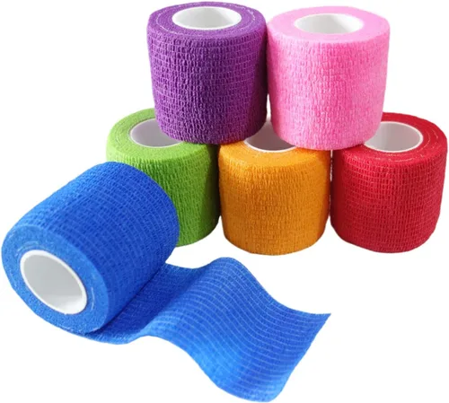 Vista 26 de Paquete de 6 vendajes autoadhesivos de 1 pulgada x 5 yardas, transpirable, cohesivo para mascotas, cinta elástica autoadhesiva para deportes, Negro
