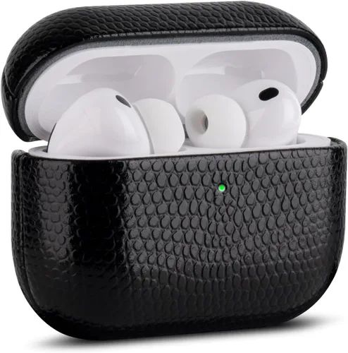 Vista 14 de Haobobro Funda de piel para AirPods Pro 3, piel seleccionada respetuosa con la piel, con textura de fibra de carbono, hecha a mano, funda rígida