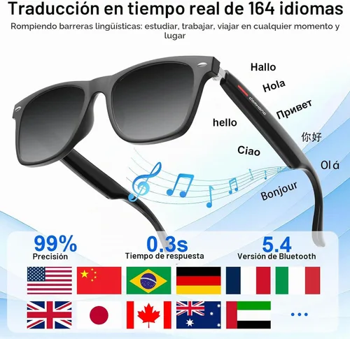 Vista 2 de Gafas inteligentes de traducción AI - 164 idiomas en tiempo real