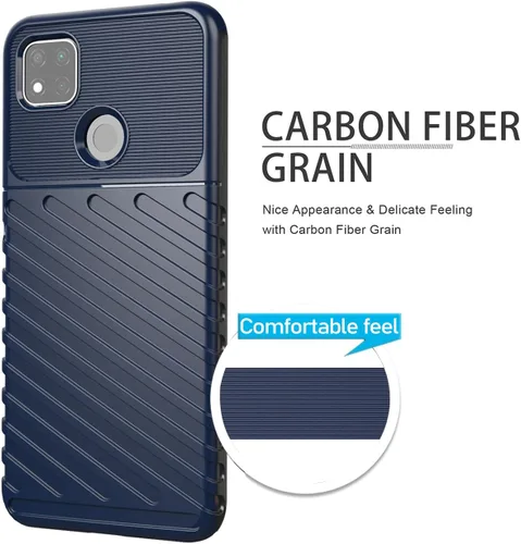 Vista 4 de Funda de teléfono para Redmi 9C/Redmi 10A/Redmi 9C NFC/Redmi 9 Activ/Poco C31 Funda con protector de pantalla, fibra de carbono a prueba de golpes
