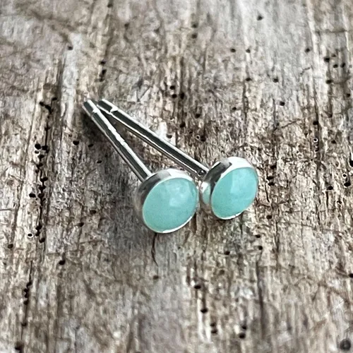 Vista 6 de Pequeños Pendientes de 3mm con Gema para Mujeres y Niñas, Engastados Redondos de Plata de Ley 925