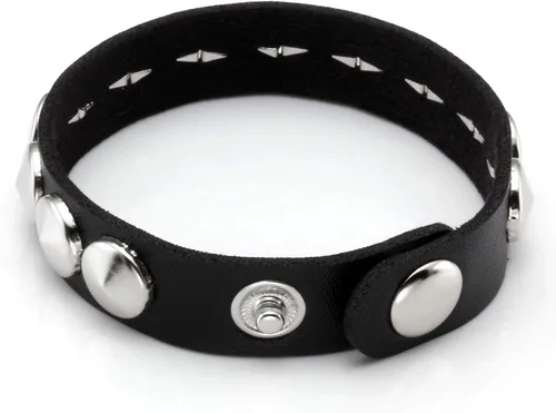 Vista 4 de MILAKOO Pulseras de cuero punk para hombres y mujeres, pulsera de remache de hip hop, pulsera ajustable, Cuero sintético, No es una piedra preciosa