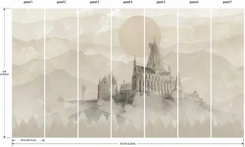 Vista 2 de RoomMates RMK12279M - Papel pintado adhesivo para pared, diseño de mural de Harry Potter Castillo de Hogwarts