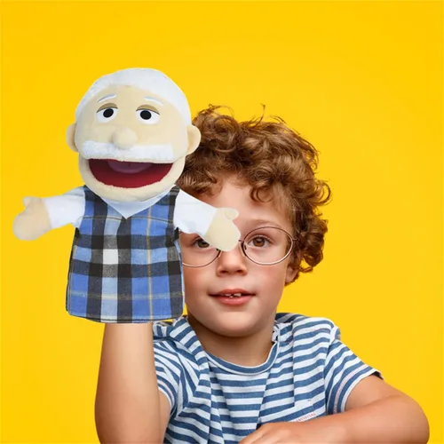 Vista 6 de Marionetas de mano encantadoras para la familia, con apertura de boca, marionetas de peluche, juguetes para juegos de rol, juguete de enseñanza