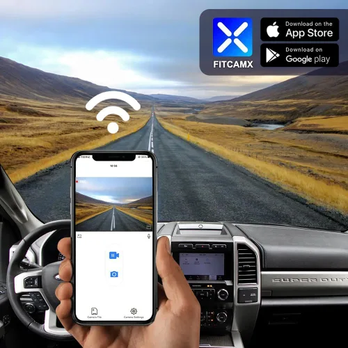 Vista 5 de Fitcamx Cámara de tablero 4K adecuada para Ford F250 F350 XL XLT 2011-2025 (DZ-00455), aspecto de fábrica OEM, video UHD 2160P, WiFi y aplicación