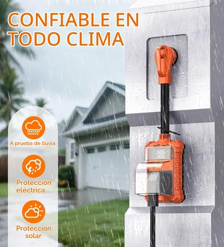 Vista 6 de Protector de sobretensiones RV de 50 amperios, analizador de circuito RV de 20000J con cubierta impermeable, pantalla LED, adaptador de enchufe RV