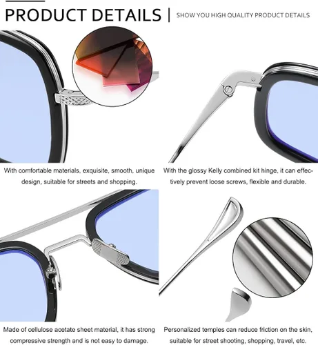 Vista 4 de SHEEN KELLY Lentes de sol polarizados de acetato Tony Stark para hombres y mujeres lentes de nailon para hombre araña