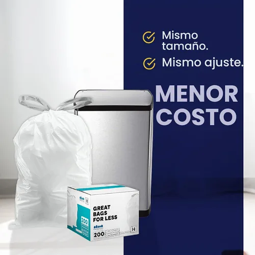 Vista 7 de Plasticplace Bolsas de basura de ajuste personalizado, compatibles con simplehuman Code P (100 unidades) forros de basura blancos con cordón de 13 a