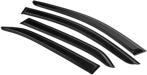 Vista 2 de 8 Pieces - Sun Rain Guard Window Visors Front Rear Left Driver Right Passenger Upper Side Tape External Window Slim Style Acrylic Smoke Tinted Set