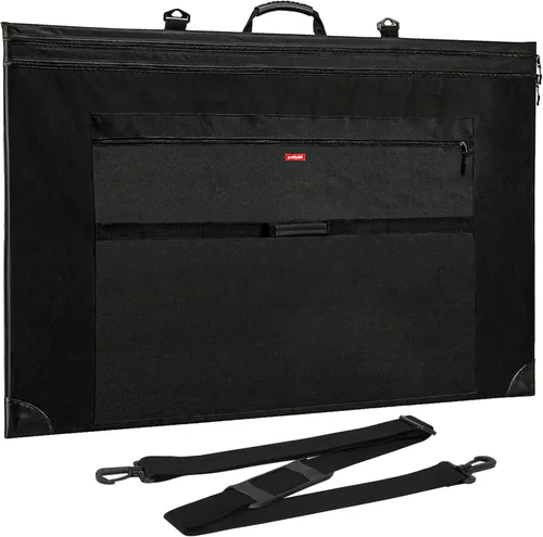 Vista 10 de Nicpro Bolsa de Portafolio de Arte Ligera, Estuche de Portafolio de Lona de Arte Negro de 18x24 pulgadas con Correa de Hombro Desmontable, Esquinas